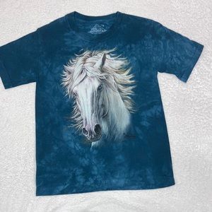 The mountain tie dye horse stallion shirt sleeve tee t-shirt medium
